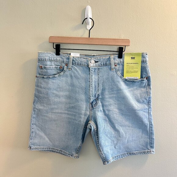 Levi's Other - Levi’s 412 Slim Jean Shorts Mens Size 38 Light Wash Blue Levi Strauss Jorts